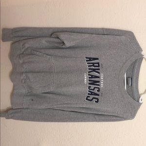 Distressed oversized crew neck pull over